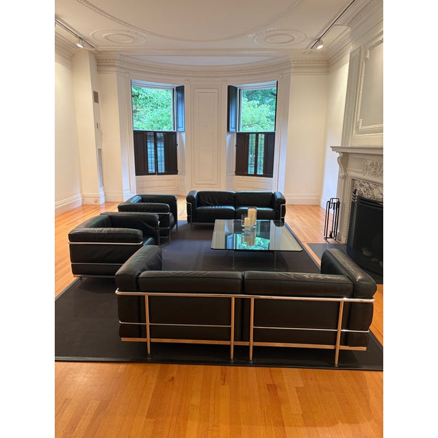 Mid-Century Modern Authentic Full Set Early Cassina Lc3 Living Room Set, Circa 1968–1972, Designed by Le Corbusier, Pierre Jeanneret & Charlotte Perriand For Sale - Image 3 of 13