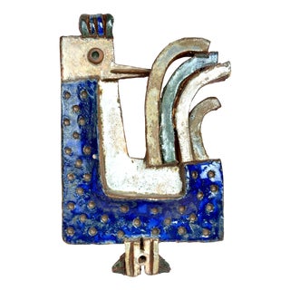Mid-Century French Ceramic Wall Sculpture of a Stylized Bird attributed to Les Argonautes, 1960s For Sale