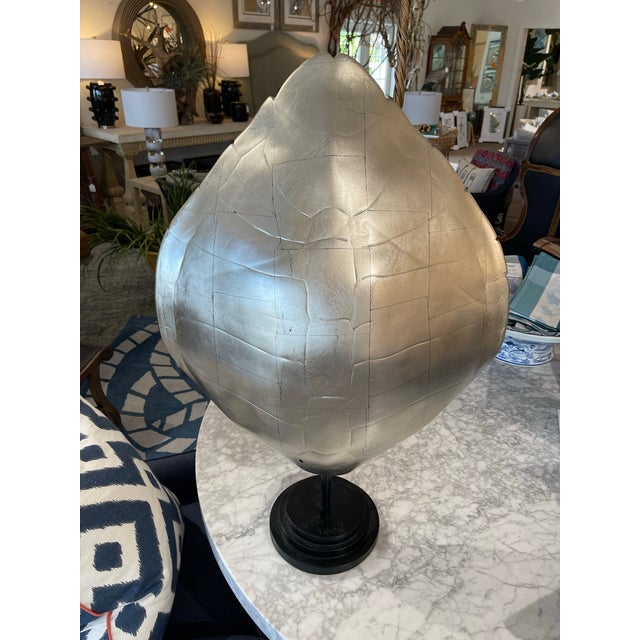 Contemporary Large Faux Silver Turtle Shell Sculpture For Sale - Image 3 of 7