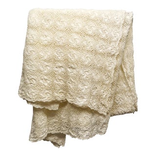 Crochet Tablecloth With Swirling Floral Motif For Sale