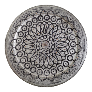 Silver Black and Copper Hand Chased Ghalamzani Round Persian Hanging Tray