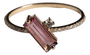 Pink Tourmaline and Diamond Ring in 14k Gold