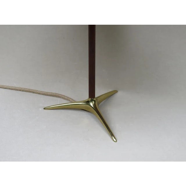 Austrian Brass, Wood & Cord Table Lamp with Crow's Foot, 1950s For Sale - Image 16 of 18