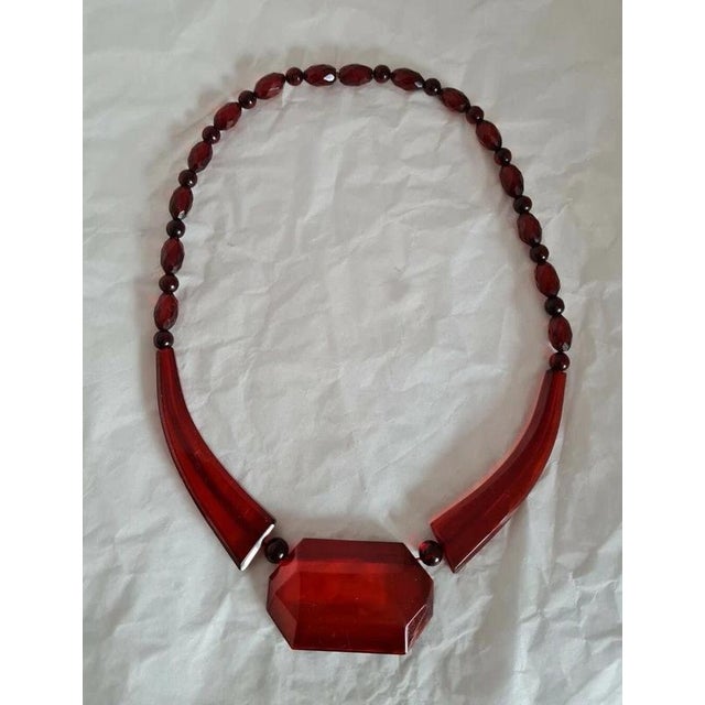 Antique Art Deco Cherry Amber Bakelite Bead Necklace, 1920 For Sale - Image 10 of 14