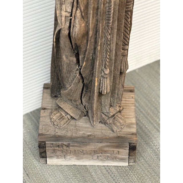 Wood Vintage St. Francis of Assisi Wood Sculpture For Sale - Image 7 of 14