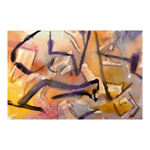 Vintage Linear Abstract Autumnal Watercolor by Les Anderson