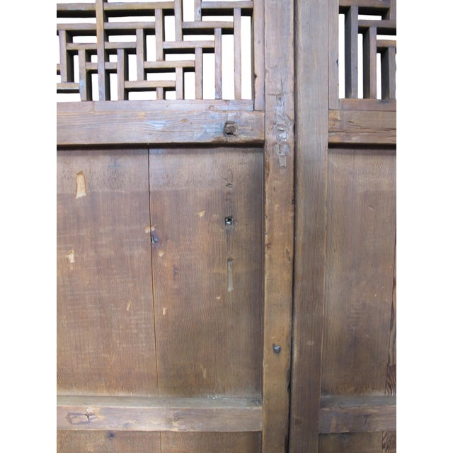 Antique Chinese 4 Panel Lattice Wood Screen Doors For Sale - Image 14 of 15
