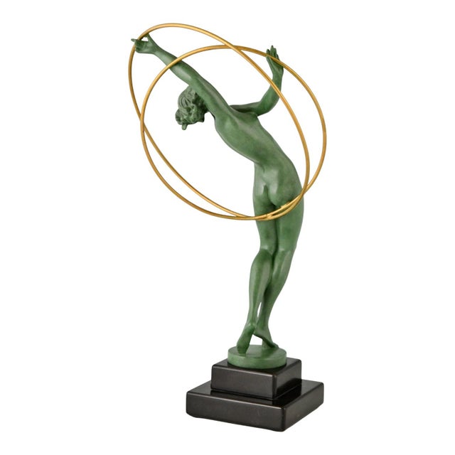 Pierre Le Faguays, Illusion Sculpture of Nude Dancer, 1930, Metal and Marble For Sale - Image 4 of 10