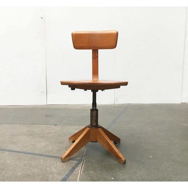 Mid-Century German Wooden Swivel Chair from Sedus For Sale - Image 4 of 18