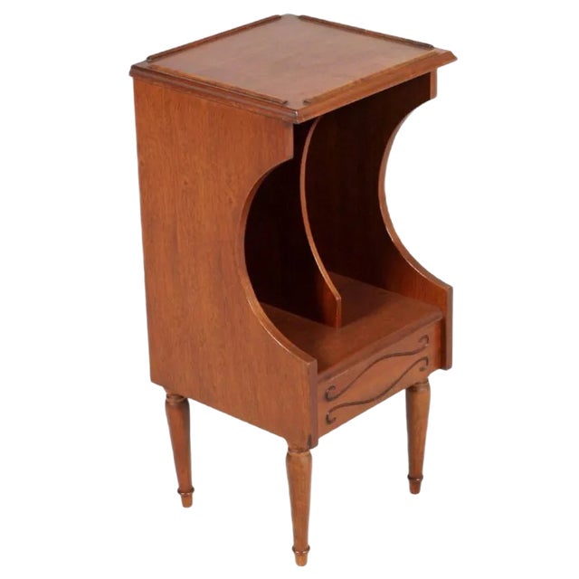 Vintage Walnut Magazine Rack or Nightstand, 1940s For Sale