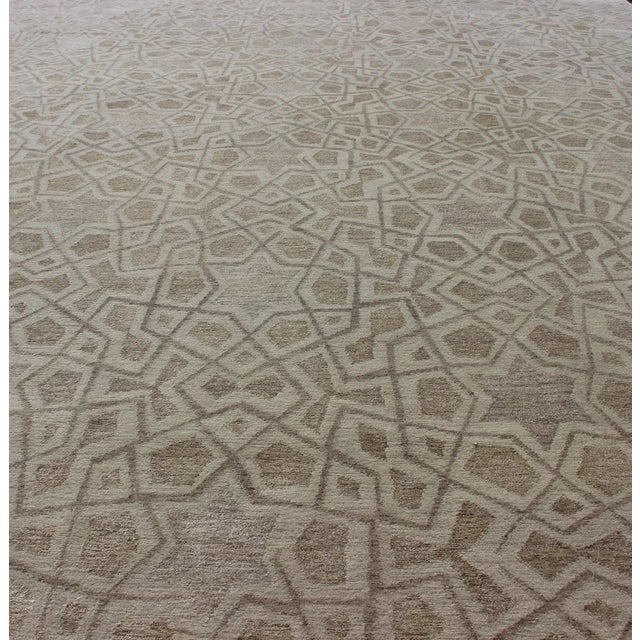 Wool and Silk Tan and Taupe Tibetan Rug by Keivan Woven Arts 8'10 X 11'11 For Sale In Atlanta - Image 6 of 12