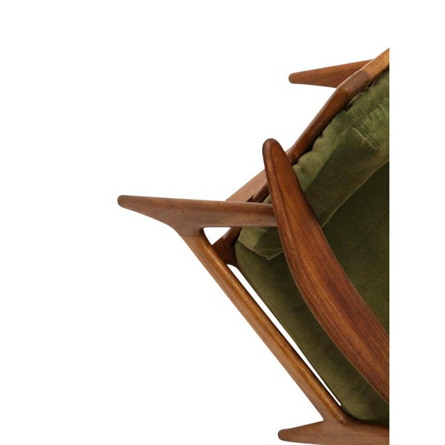 Vintage Scandinavian Chair with Green Corduroy Upholstery, 1960s For Sale - Image 6 of 7