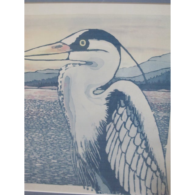 Paul Otte Pacific Nw Coastal Art Unframed Batik Bird Heron Print For Sale - Image 4 of 7