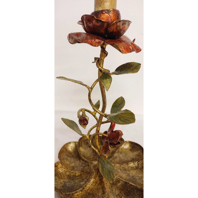 1960s Wrought Iron Rose Bush Shaped Table Lamp. France, 1950s For Sale - Image 5 of 12