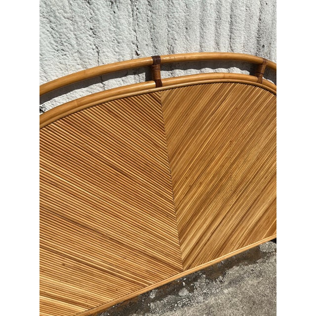 Vintage Coastal Chevron Pencil Reed Queen Headboard For Sale - Image 4 of 8