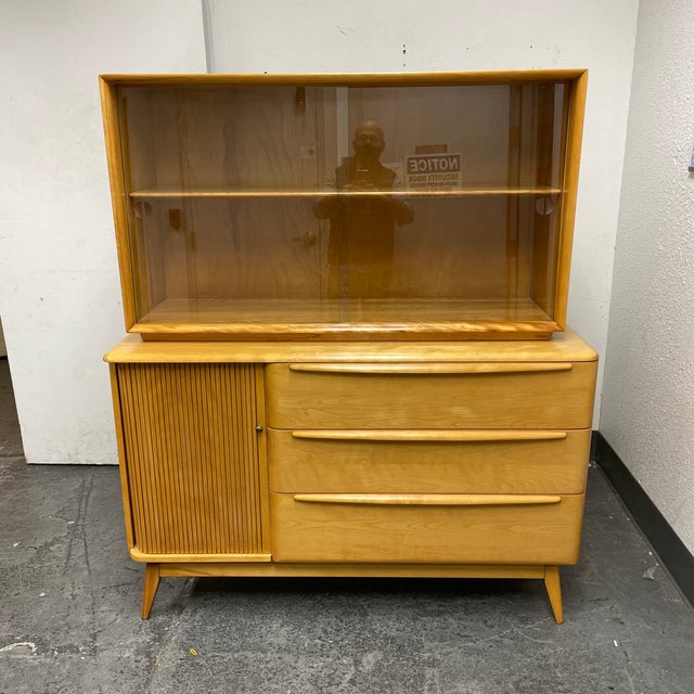 Mid 20th Century Heywood Wakefield Maple Tambour Door Sideboard