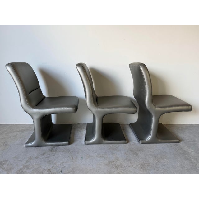 Silver 1984 Postmodern Vladimir Kagan for Preview Sculptural Upholstered Dining Chairs – Set of 6 For Sale - Image 8 of 18