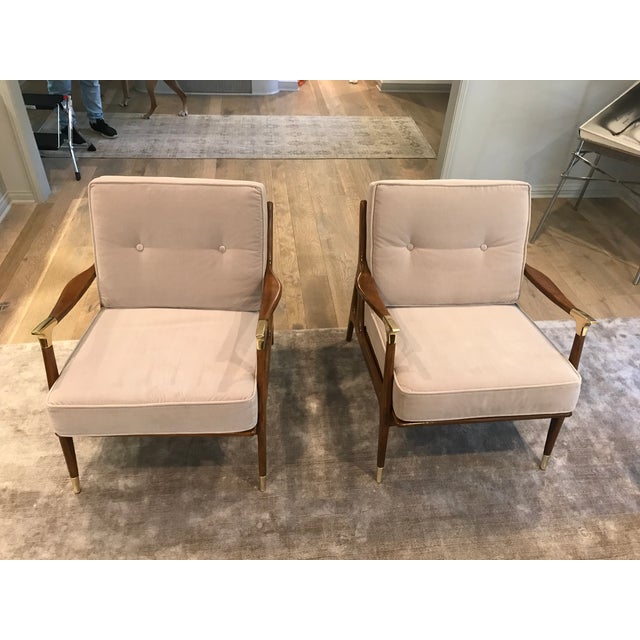 Modern Anthropologie Grey Velvet Haverhill Chairs A Pair