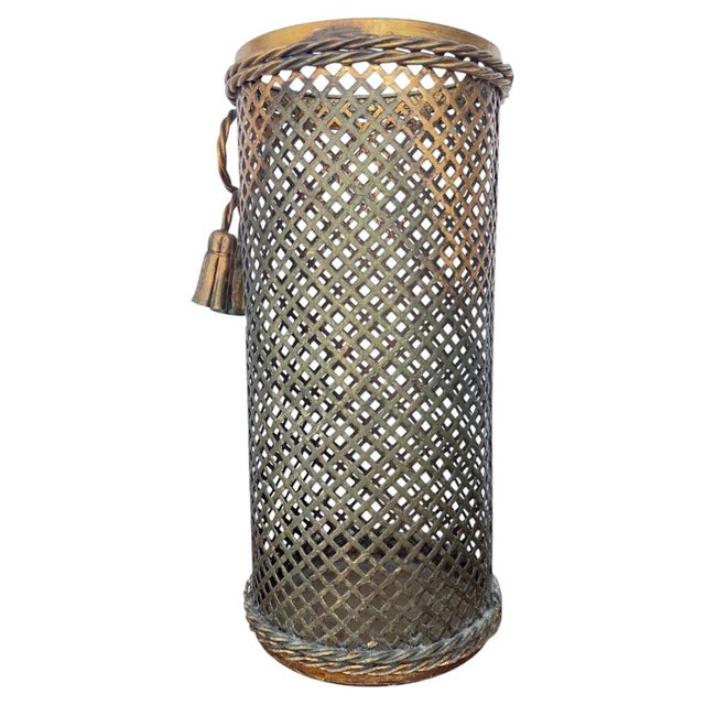 Italian Gilded Metal Umbrella Stand by Li Puma, 1950 For Sale - Image 11 of 11