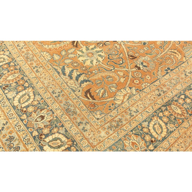 Early 20th Century Persian Tabriz Handmade Wool Rug in Rust and Midnight Blue For Sale - Image 4 of 9