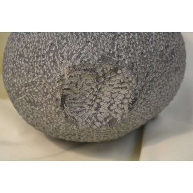 Vintage African Black & Gray Shona Stone Round Woman / Heads Sculpture Statue For Sale - Image 9 of 9