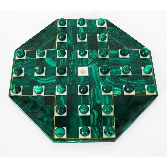 Art Deco Malachite Solitaire Board and Marbles, 1930s, Set of 33 For Sale - Image 4 of 10
