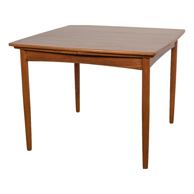Mid-Century Square Extendable Teak Dining Table, Denmark, 1960s For Sale
