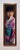 This oil on panel artwork features a young woman adorned in a vibrant kimono, capturing the delicate interplay of light...