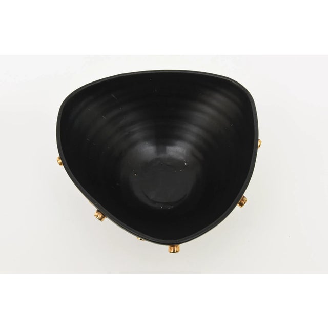 Black Vintage Italian Alvino Bagni for Bitossi Black Ceramic Bowl and Vase With Gold Plated Studs, 1960's For Sale - Image 8 of 12