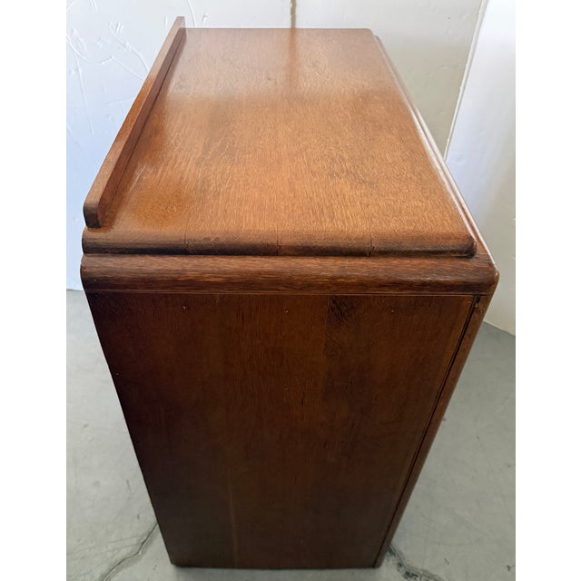 Brown 1930 English Oak Art Deco Cabinet For Sale - Image 8 of 12
