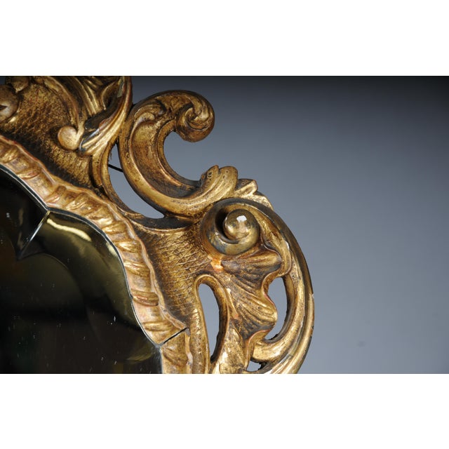 Venetian Baroque Ornately Gilded Wall Mirror, 19th Century For Sale - Image 10 of 18