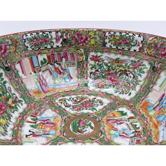 Chinese Chinese Export Porcelain Rose Medallion Large Punch Bowl For Sale - Image 3 of 11