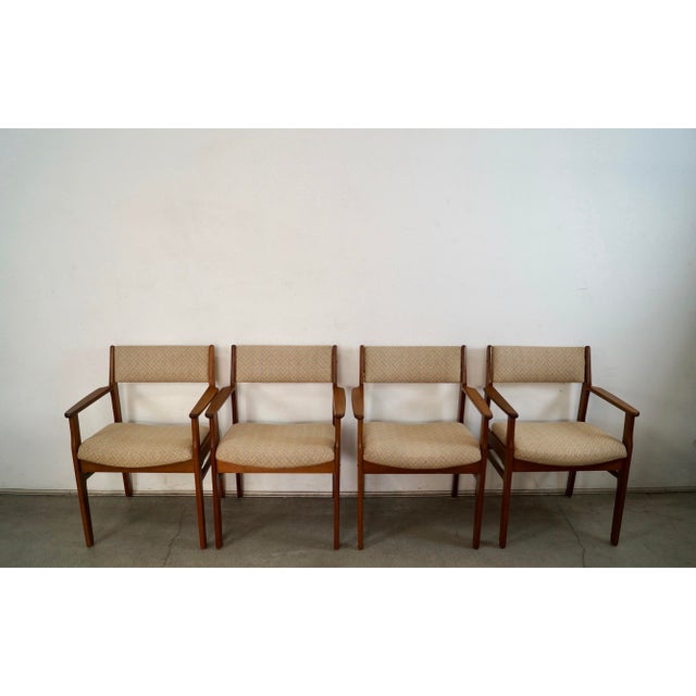 Mid-Century Modern 1960’s Mid-Century Danish Modern Teak Dining Arm Chairs - Set of 4 For Sale - Image 3 of 12