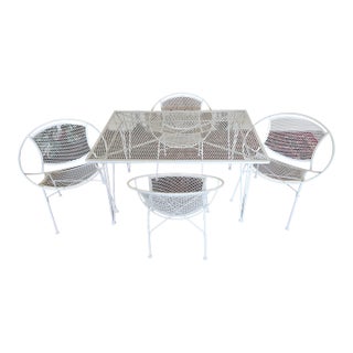 1960s Salterini Wrought Iron Mid Century Modern 5 Piece Radar Chairs and Table Set For Sale