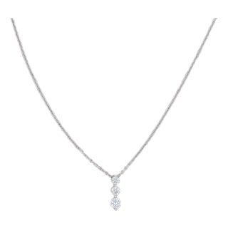 0.47ctw 3-Stone Diamond Journey Pendant Necklace 14k White Gold 18” Cable Chain For Sale