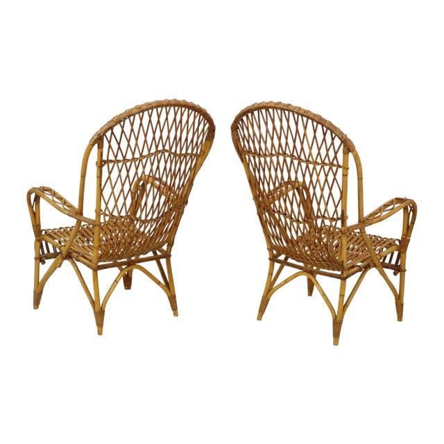 Vintage Rattan Armchairs and Table, 1960s, Set of 3 For Sale - Image 14 of 18
