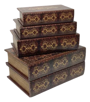 Vintage Set of 5 Faux Leather Graduating Book Boxes