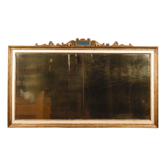 Antique Lacquered Mirror with Mercury Glass For Sale