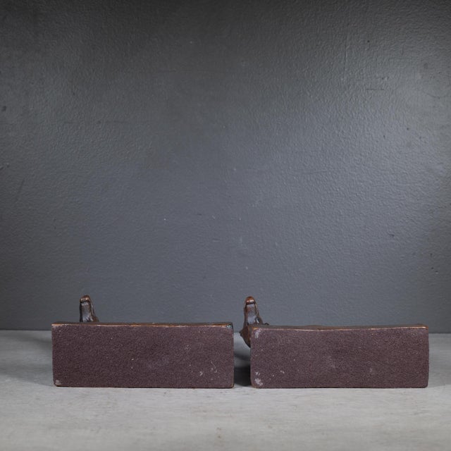 Metal Signed Early 20th C. Bronze Dog Bookends by Paul Herzel c.1920 For Sale - Image 7 of 7
