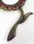 Vintage Brass Floral Hand Mirror With Red Glass Cabochons, Art Nouveau Style For Sale - Image 4 of 13