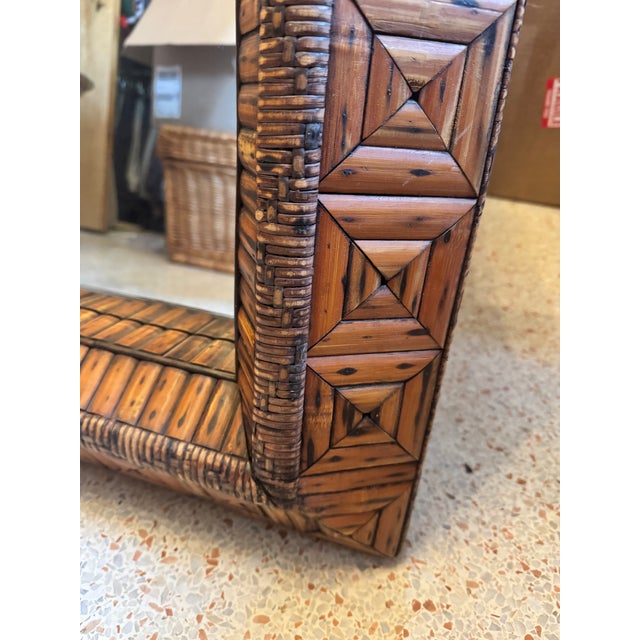 Late 20th Century American Folk Art Tramp Art Carved Wood Wall Mirrors, a Pair For Sale In Miami - Image 6 of 6