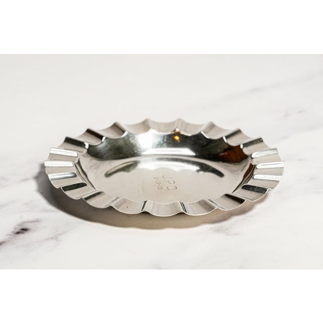 Neat Vintage Mid Century Modern MCM Sterling Silver Ashtray Modernist Fluted Jewelry Dish Desk Catchall Home Decor For Sale - Image 4 of 8