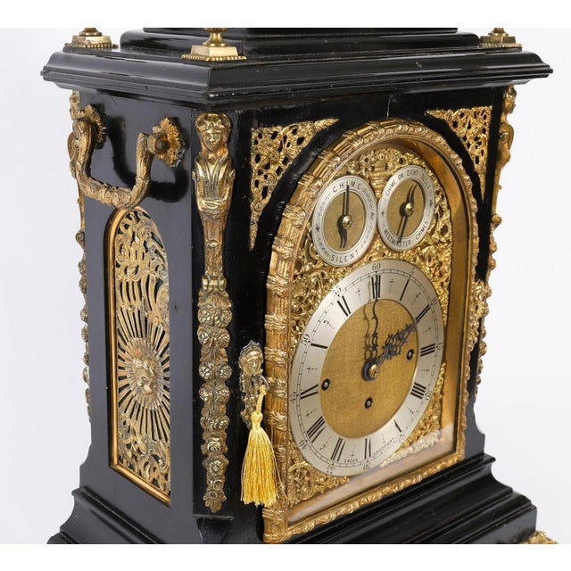 Antique Ormolu Mounted Ebonised Gilt Bronze Chiming Mantel Clock, C1860 For Sale - Image 10 of 18