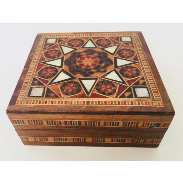 Middle Eastern Inlaid Marquetry Mosaic Box For Sale - Image 4 of 11