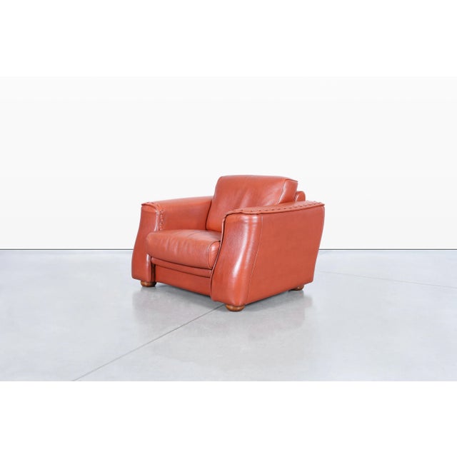 Vintage Oversized Italian Leather Lounge Chairs by Formenti, 1980s For Sale In Los Angeles - Image 6 of 12