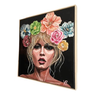 Yvonne Beeris, Brigitte Bardot Fleur Nocturne, Acrylic on Canvas, Framed For Sale