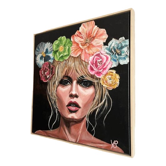 Yvonne Beeris, Brigitte Bardot Fleur Nocturne, Acrylic on Canvas, Framed For Sale