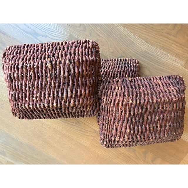 Shabby Chic Clever Multi Tiered Wicker Stand For Sale - Image 3 of 3