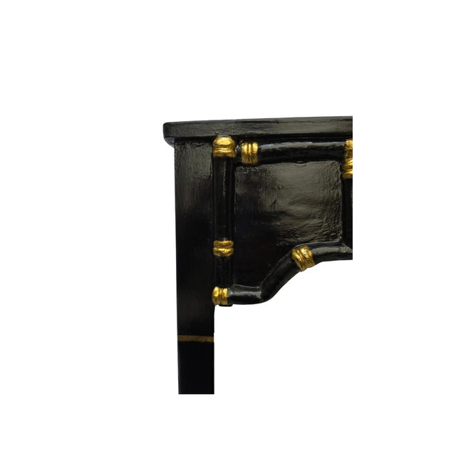 1970s Ebony Lacquered Faux Bamboo Side Table With Gilded Gold Trim For Sale - Image 11 of 11