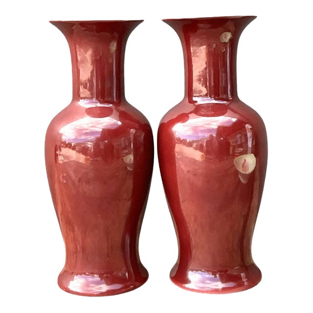 Vintage Chocolate Ceramic Vases - A Pair For Sale